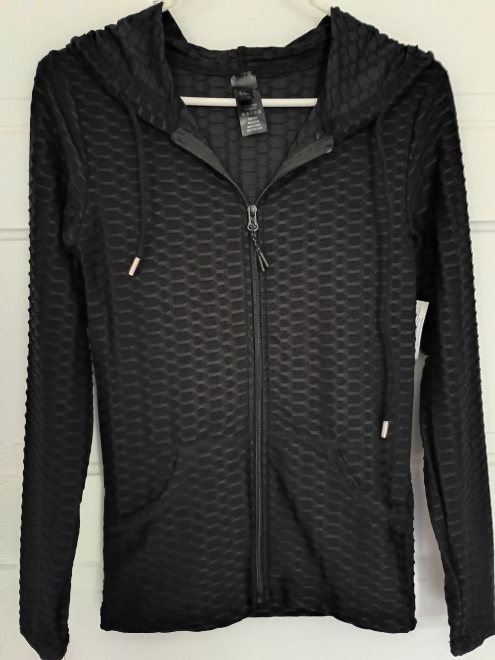 K.I.M Black Textured Zip Hoodie Jacket